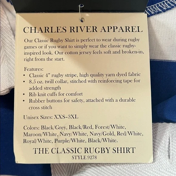 NWT- Charles River Apparel Men's Long Sleeve Shirt - Navy and White Stripes - Picture 5 of 5